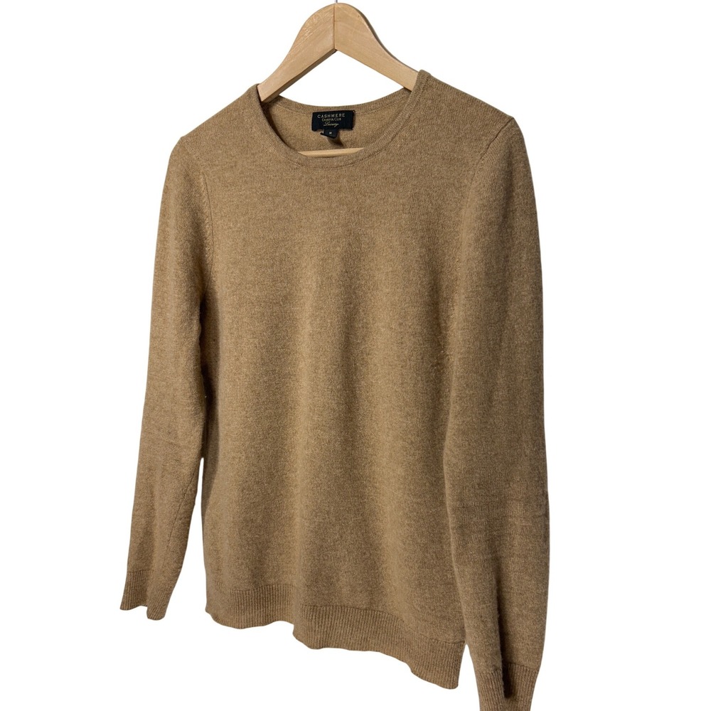 Charter Club Luxury Cashmere Sweater Womens Medium Camel Tan Crewneck Knit Top